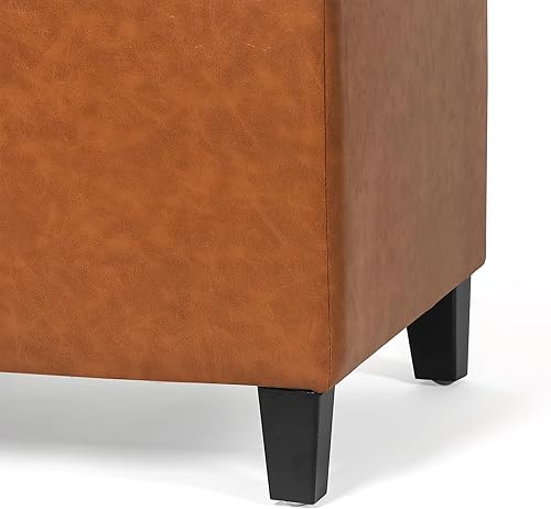 Miniatura 9 de Adeco Otomanas de Almacenamiento de 45 cm de Cuero en Forma de Cubo Naranja para Sala de Estar