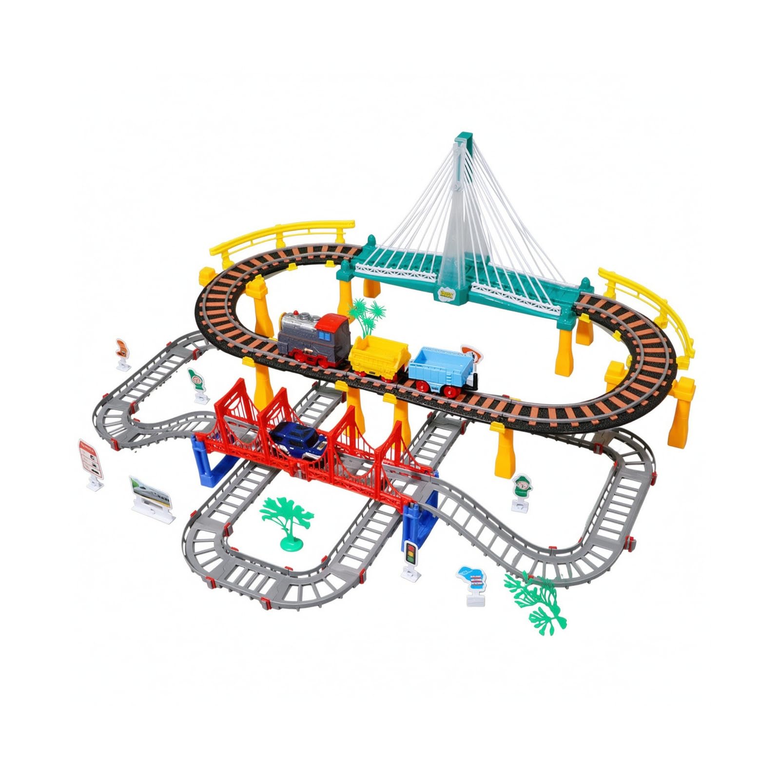 Tren Eléctrico Juguete Educativo | ensamblable, Circuito Ferroviario con Coche Juguete, 3D