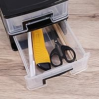 Vista 5 de Wakauto Organizador de escritorio transparente de 2 niveles con cajones, caja de almacenamiento apilable para maquillaje, suministros de oficina