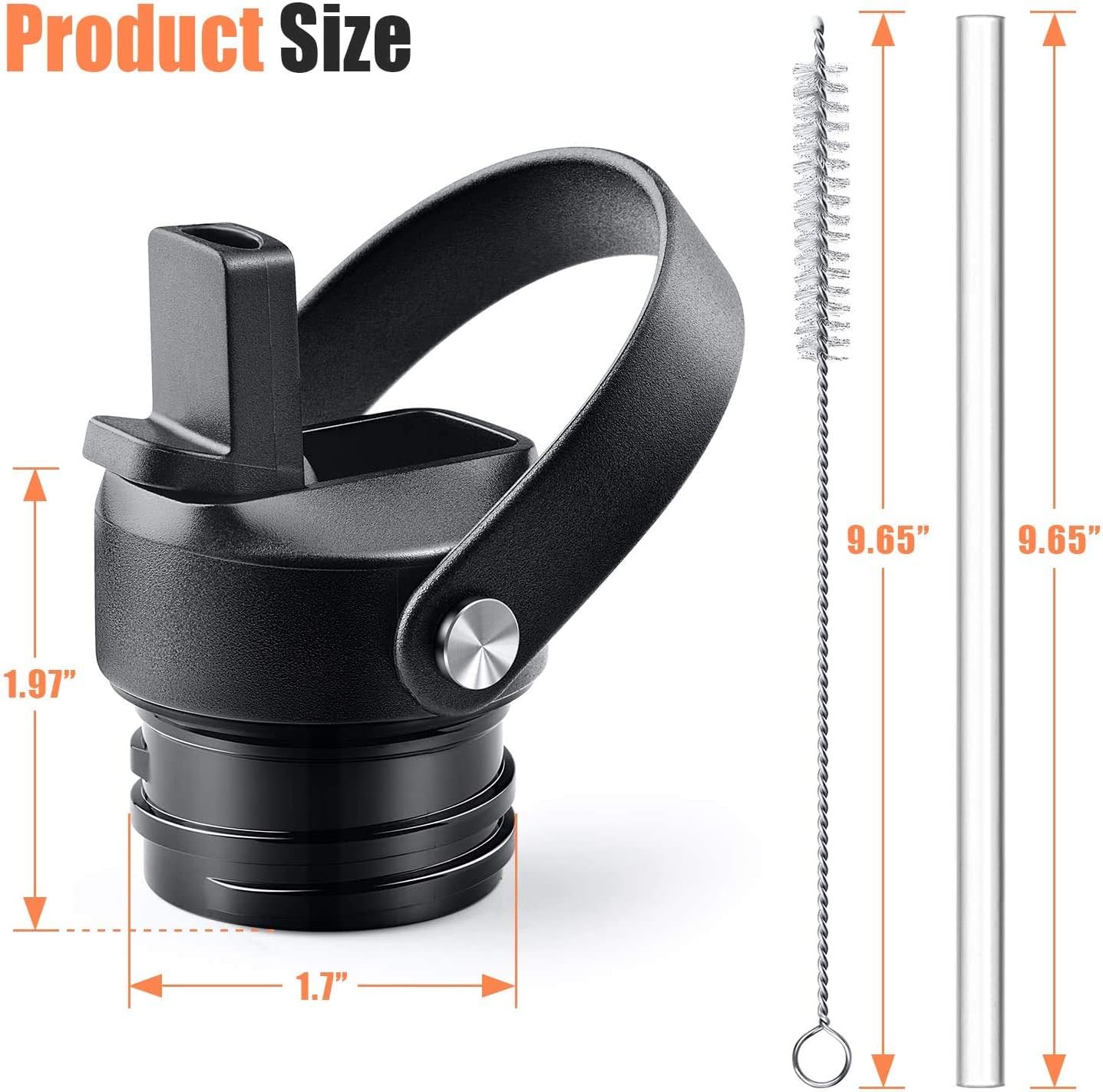 ShunDee Straw Lid for Hydro Flask Standard Mouth Bottle & Simple Modern Ascent with Straws and Brushes,Sports Straw Cap Flip Top Lid (Patented)