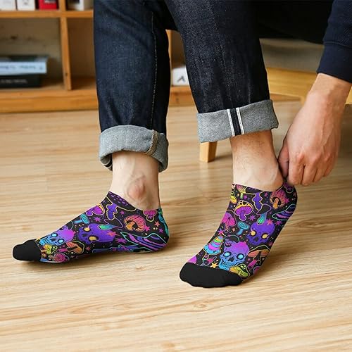Vista 6 de devor Calcetines de corte bajo para hombre, calcetines para hombre, calcetines invisibles, humor, hongos divertidos, hongos mágicos, plantas, bosques