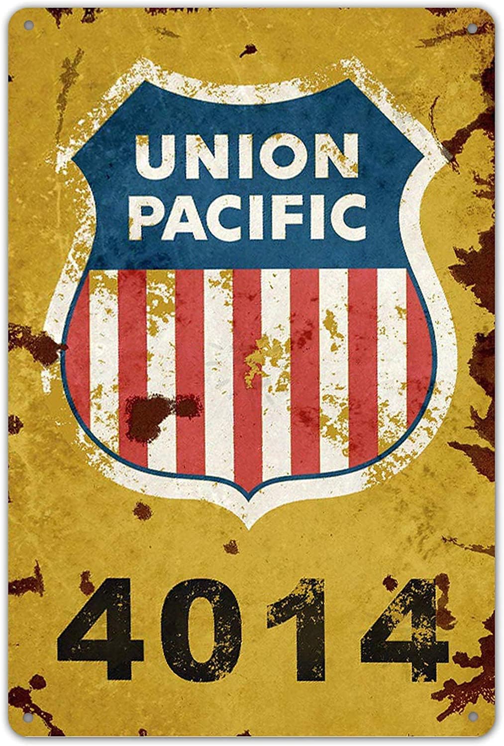 Union Pacific Railway Logo Train Railroad Rustic Retro Wall Decor Metal Tin Sign 8x12in