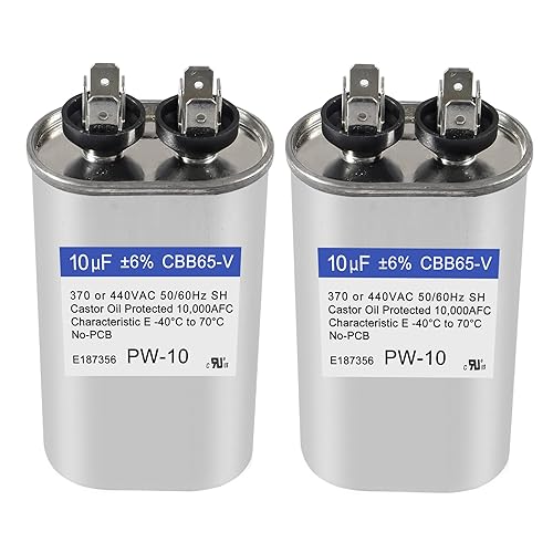 Vista 9 de UMLIFE Paquete de 2 condensadores 50+5uF 50/5 MFD ±6% 370V/440V AC CBB65B Condensador de arranque circular de doble ejecución para funcionamiento