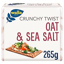 Wasa Crunchy Twist Oat & Sea Salt, Cracker Integrali con Farina Integrale e Fiocchi di Avena e Sale Marino, Ricchi di Fibre, Fette Sottili e Croccanti, Ideali come Snack, 265 g