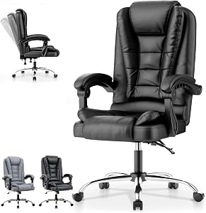 EveryKip Silla de Oficina Profesional con Respaldo Alto 360° – Sillón Escritorio Acolchado y Reclinable Cojín Lumbar, Altura Ajustable Ergonomico (Negro)