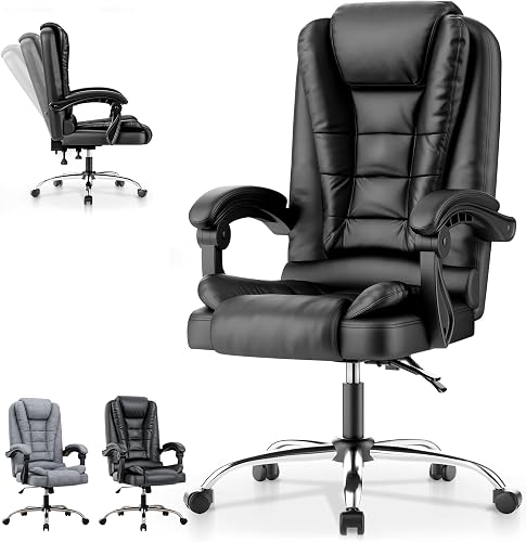 EveryKip Silla de Oficina Profesional con Respaldo Alto 360° – Sillón Escritorio Acolchado y Reclinable Cojín Lumbar, Altura Ajustable Ergonomico (Negro)