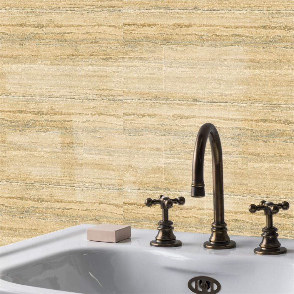 Adhesivos autoadhesivos para Azulejos de baño y Cocina, Color Amarillo Mostaza. Se adhieren fácilmente al Suelo, Son duraderos, Impermeables y Resistentes al Aceite, Ideales para e