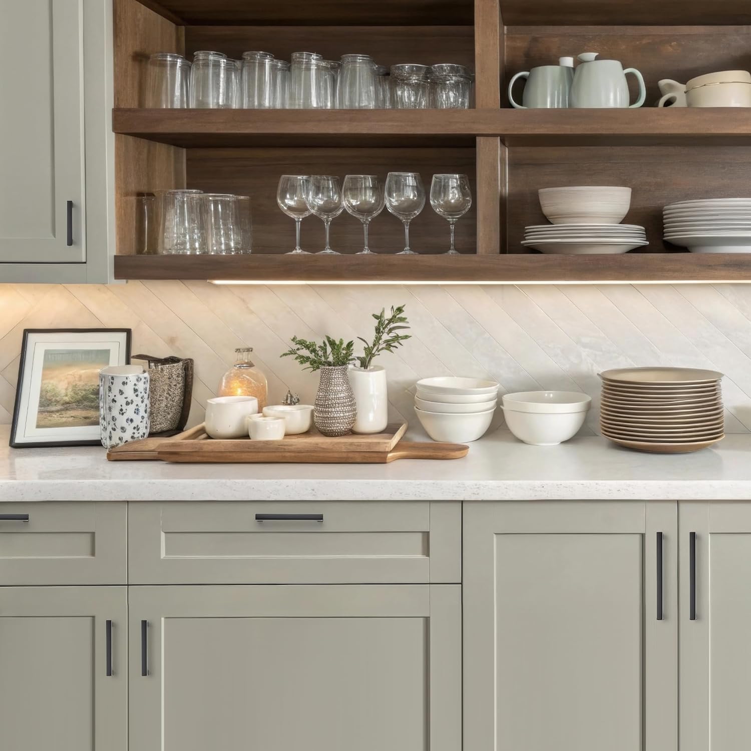 JOY DECOR 30 Pack Cabinet Pulls – Slim Square Bar, 5 Inch Hole Center, Matte Black Solid Build | Modern Look | Easy Install | fits Kitchen Drawer & Dresser