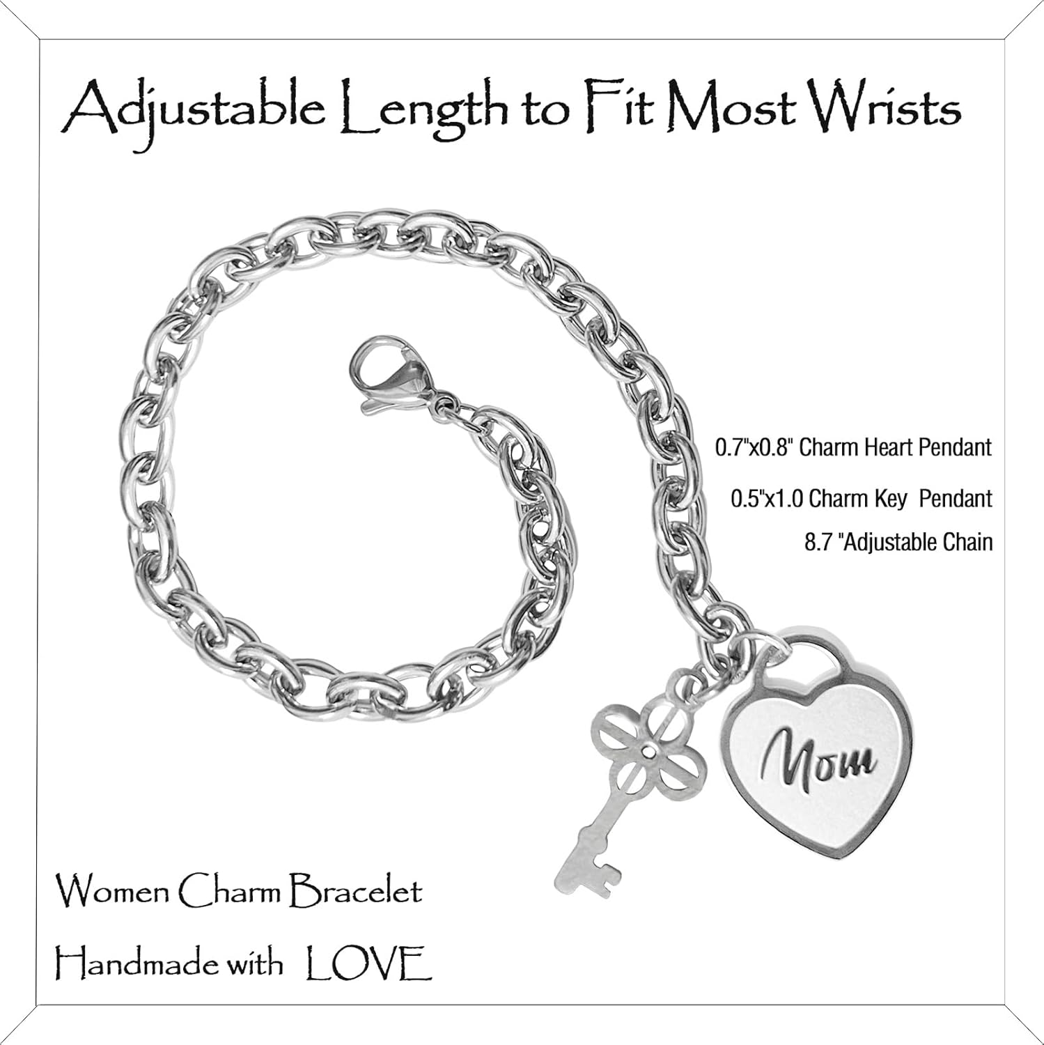 Inspirational Bracelets for Women Daughter Engraved Charm Heart Pendant Gifts for Mom Sister Grandma Gigi Friends Birthday Christmas Mother's Day Gifts - Image 3