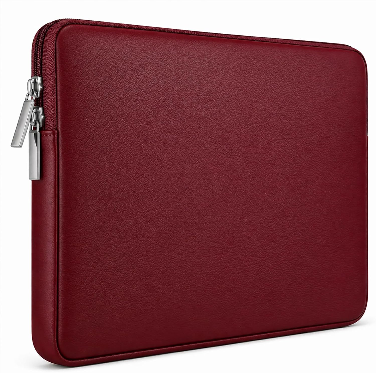 RAINYEAR 15.6 Inch Laptop Sleeve Soft PU Leather Case Protective Water Resistant Zipper Padded Cover Carrying Bag Compatible with 15.6" Notebook Computer Chromebook(Red)