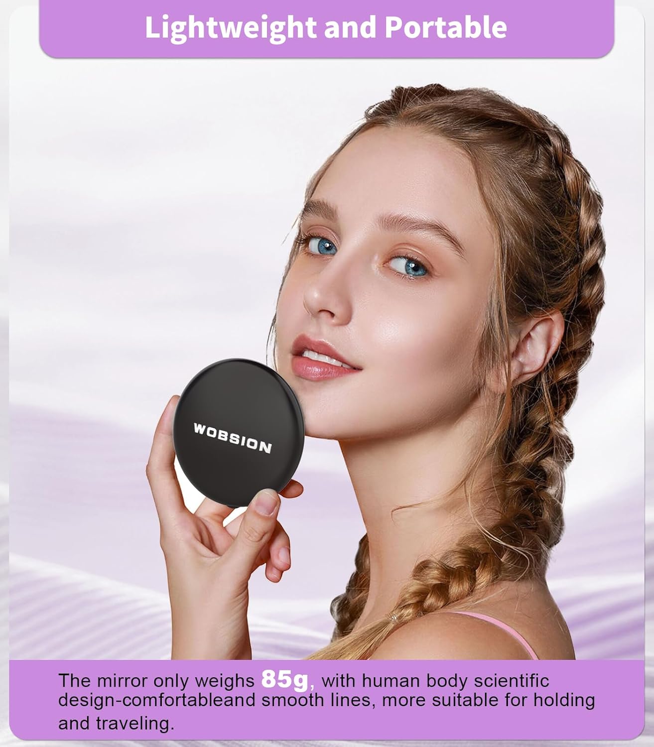 WOBSION Travel Compact Mirror with charging cable