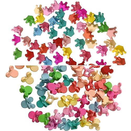 SHOWERRING Lindas pinzas para el cabello para niñas, 100 piezas de mini corona y accesorios de pelo de Mickey para decorar horquilla para niños y