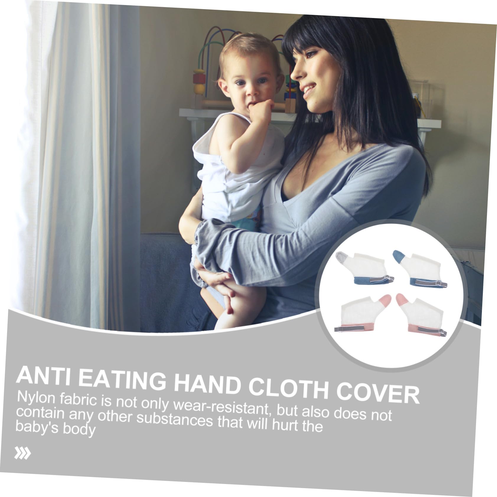 Babyhandschuhe gegen Fingerlutschen und Beißen 2 Paar Nylon Weiß | Babys und Kleinkinder, in 6-10kg, 9-15kg und 15-22, 5kg, zur Gewöhnung