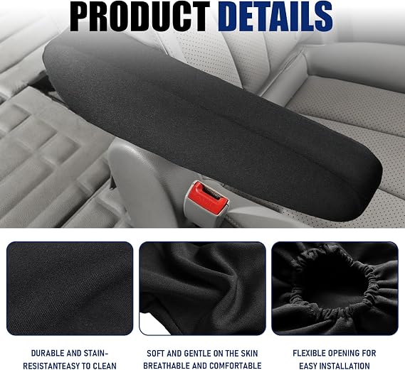 2PCs Car Armrest Cover Elastic Fabric,Soft Car Front Seat Arm Rest Cover | Universal Automotive Seat Arm Rest Slipcover Protectors,Center Console Lid Armrest Covers Replacement for Cars Van Truck SUV