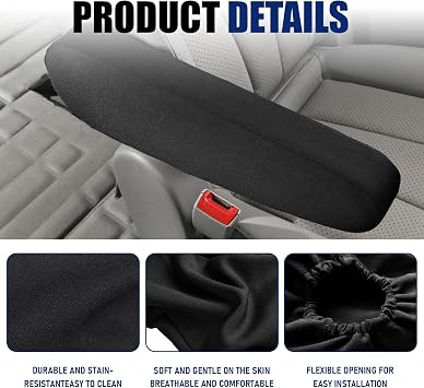 2PCs Car Armrest Cover Elastic Fabric,Soft Car Front Seat Arm Rest Cover | Universal Automotive Seat Arm Rest Slipcover Protectors,Center Console Lid Armrest Covers Replacement for Cars Van Truck SUV