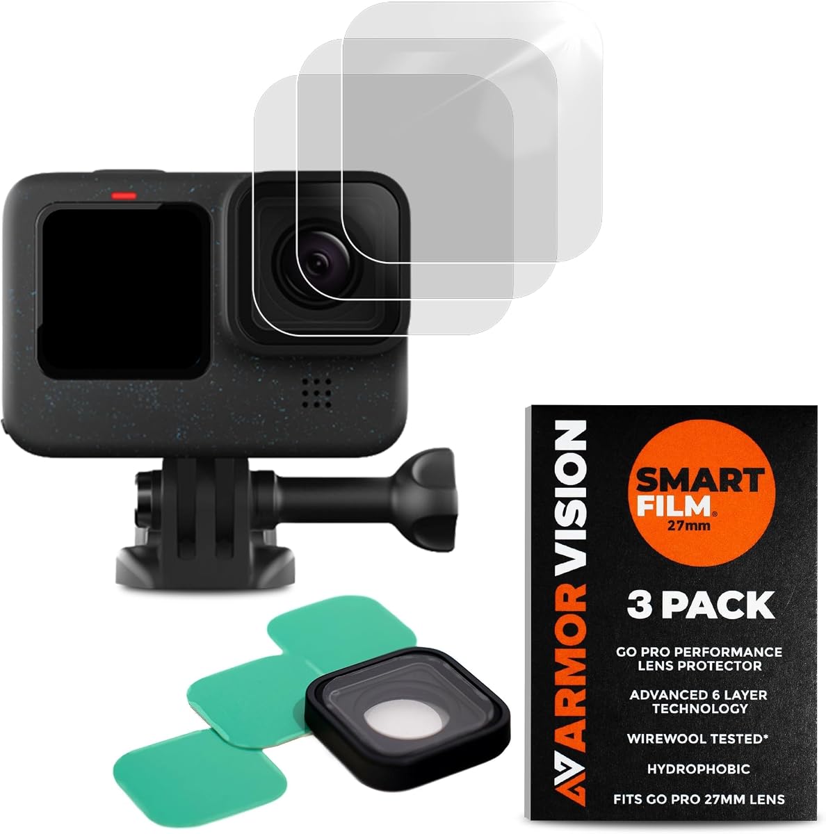 Protector de lente de rendimiento resistente a arañazos de ajuste universal SmartFilm de 27 mm - Paquete de 3