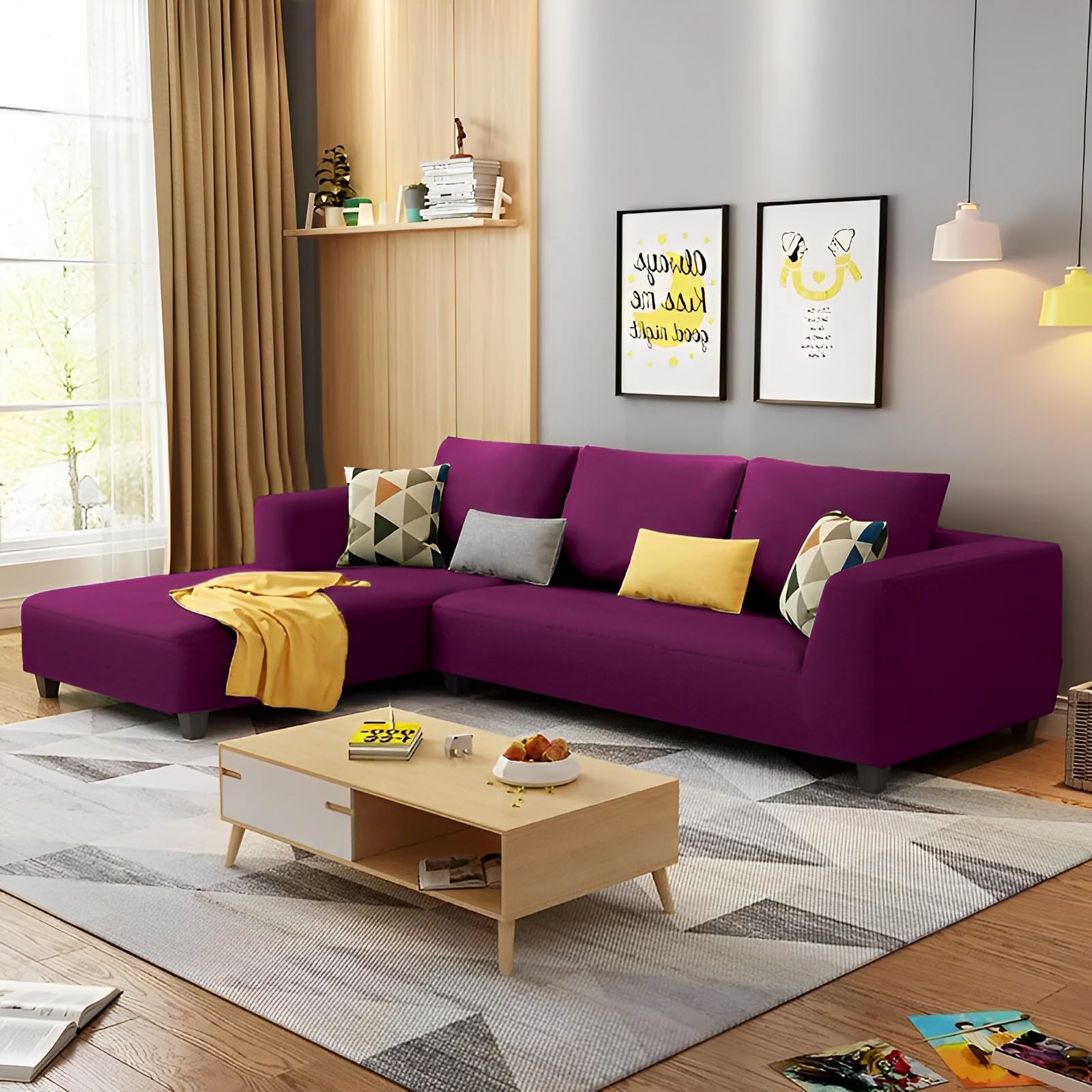 Casaliving Minta LHS 4 Seater L Shape Sofa Set for Living Room (Purple) Premium Velvet Fabric (B0BZJFXP4F) Amazon Price History, Amazon Price Tracker