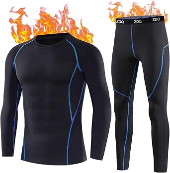 Men's Thermal Underwear Winter Ski Thermal Sets Long Sleeve T-Shirts Long Pants for Sports Hiking Snowboarding