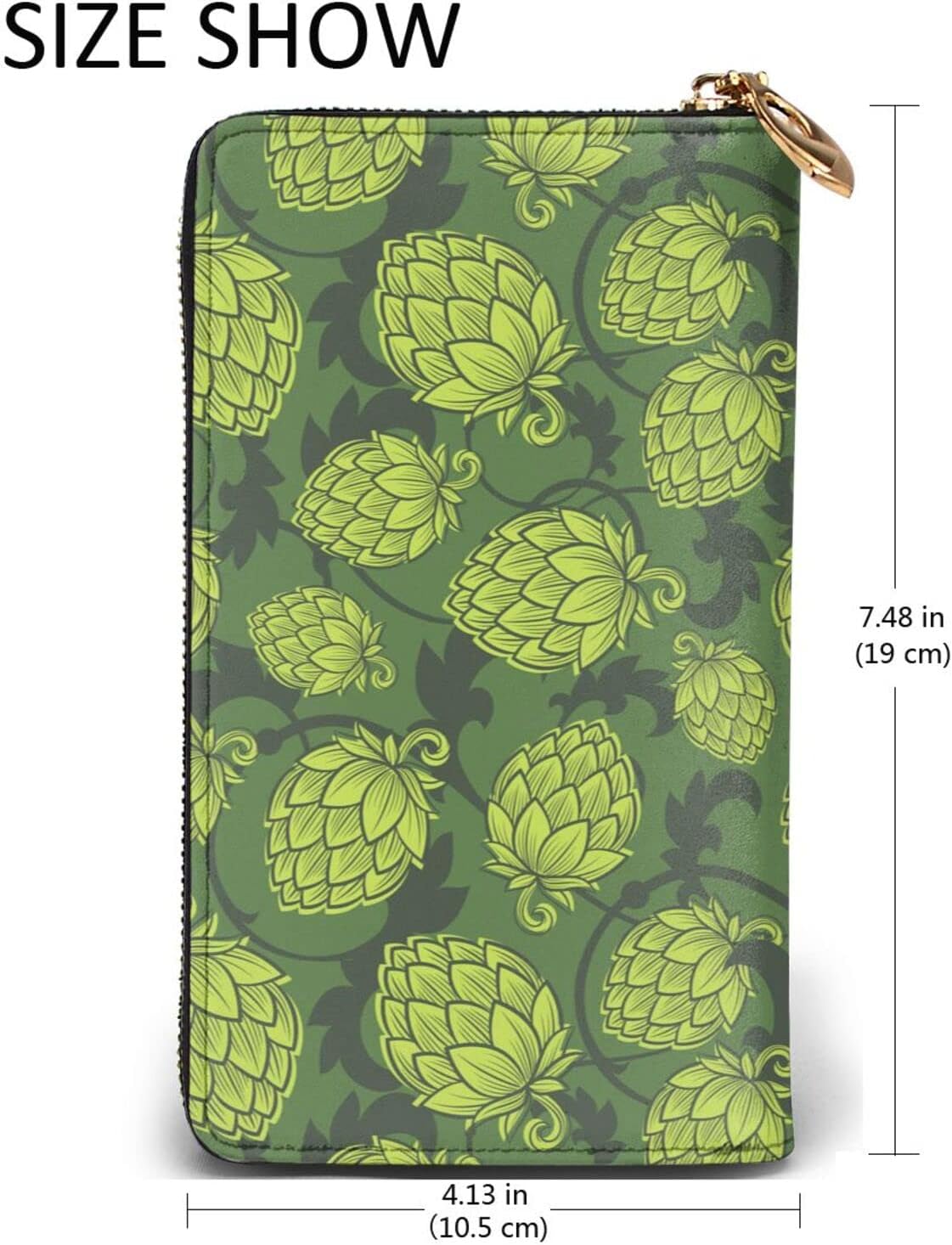 [NEKKII] ホップ 緑 植物 長財布 携帯に便利 レザー ウォレット 多機能 メンズ レディース 革 財布 現金 カード収納