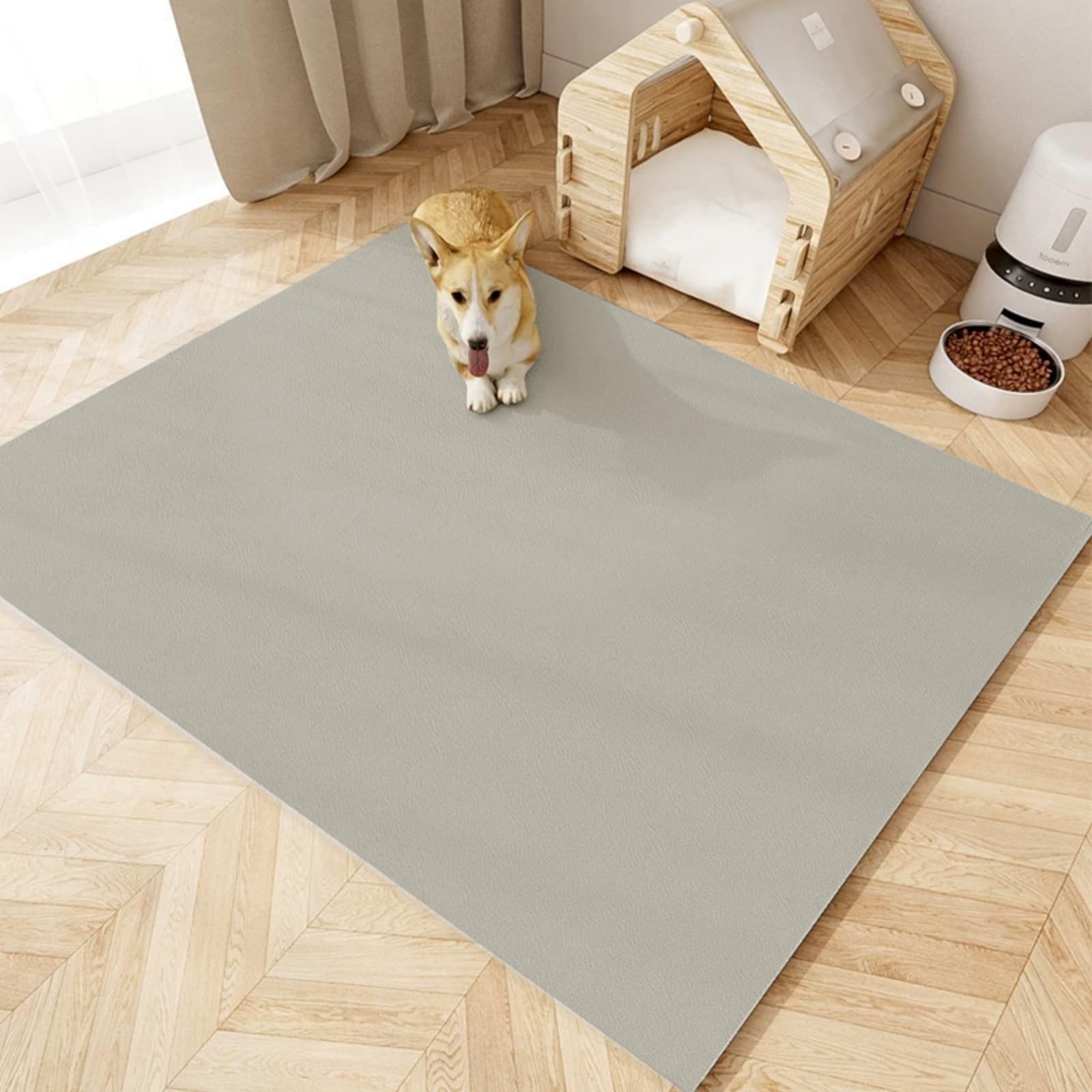 Waterproof Pet Mat 40-200cm, Urine-Proof Dog Playpen Floor Mat, 5mm Thick Wipeable Cat Litter Trapper, Puppy Training Pad, Cuttable Feeding Mat for Cats Dogs (A,100 * 200cm)