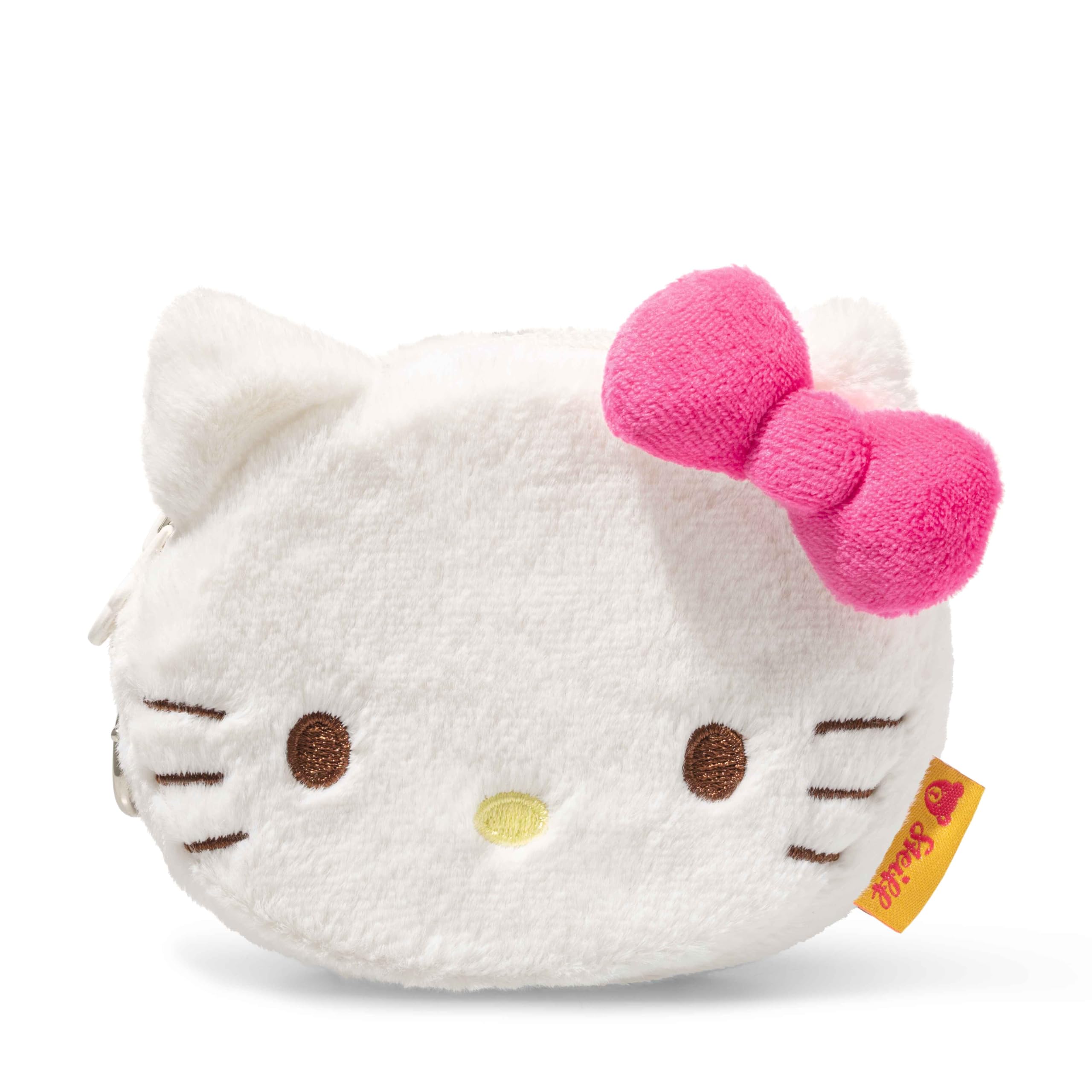 Steiff Hello Kitty Geldbeutel 10 cm, Plüsch Portemonnaie mit Karabiner, Hello Kitty Münzbörse mit Kartenfach, ideal für Kinder & Fans