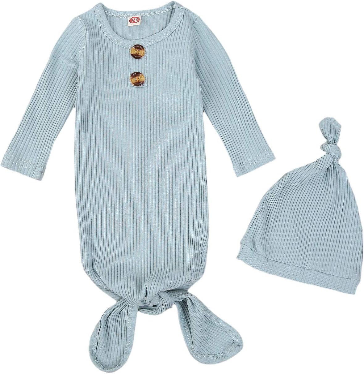 Emmababy Newborn Baby Girl Boy Knit Sleeper Gown Cotton Knotted