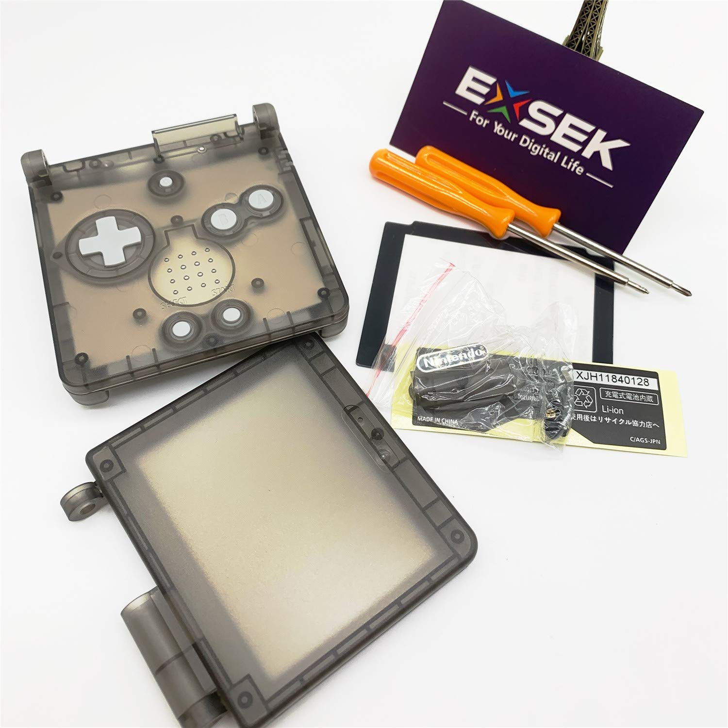 Full Parts - Carcasa de repuesto para Gameboy Advance SP (SP T negro)