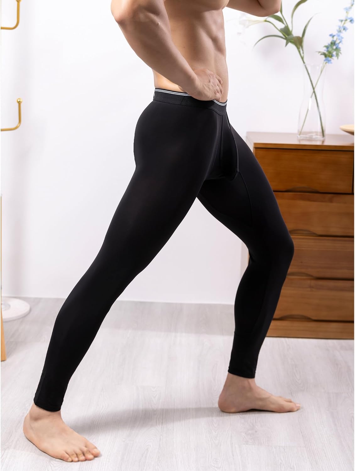 Jugaoge Men Thermal Compression Pants Athletic Running Tights Leggings Wintergear Base Layer Bottoms