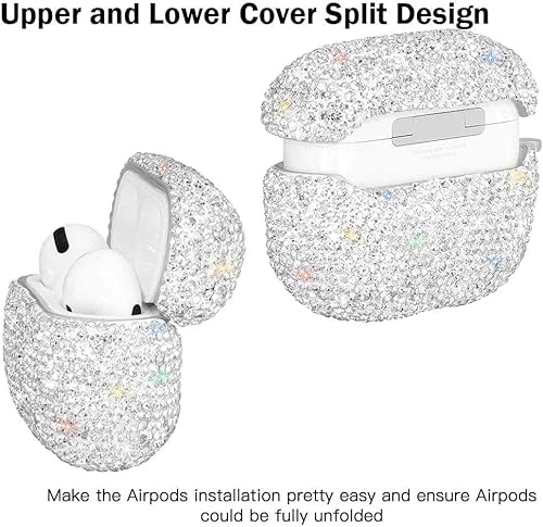 Miniatura 3 de Funda protectora con diamantes de imitación para AirPods Pro, bonita funda protectora con diamantes de imitación de cristal a prueba de golpes con