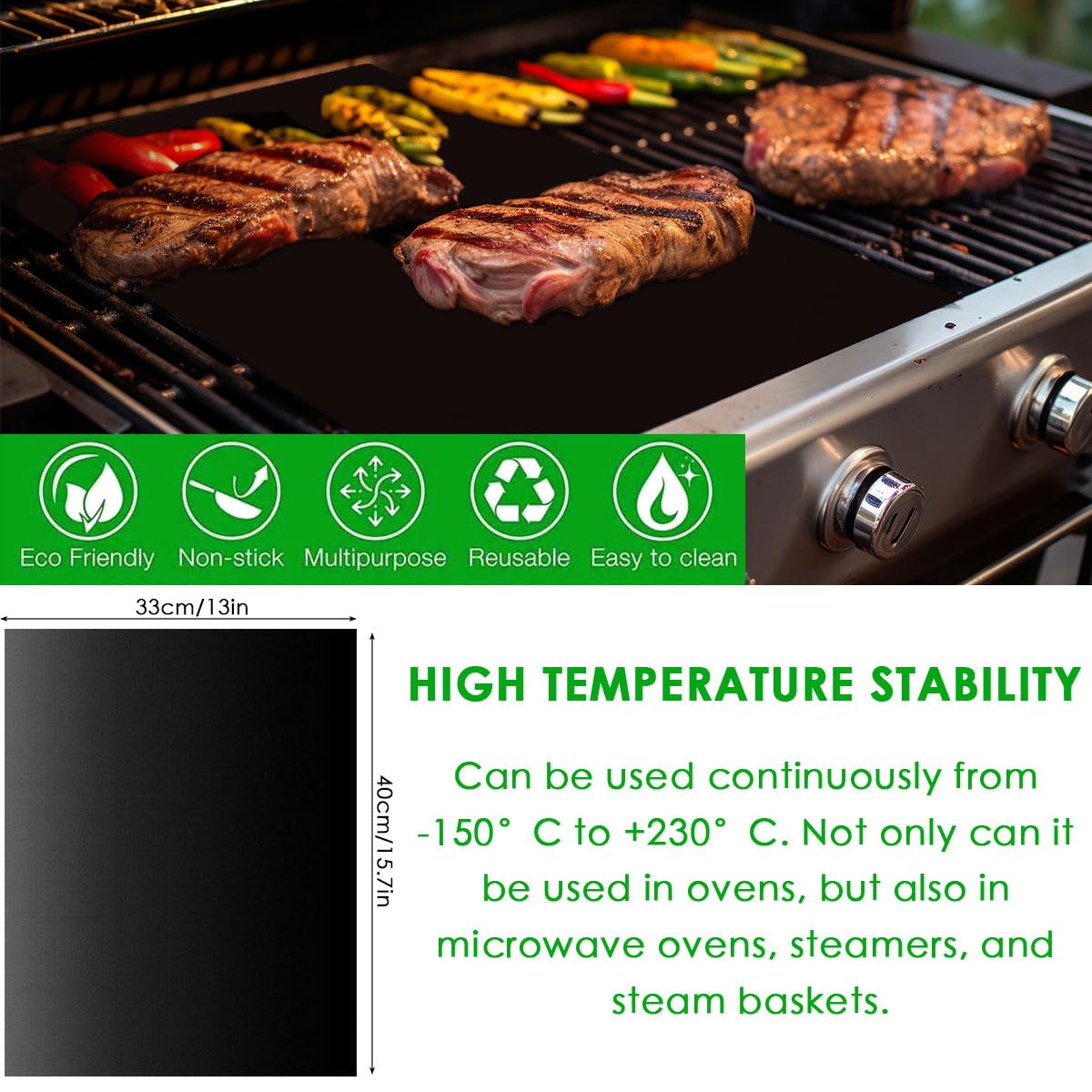 Kit Barbecue Ustensiles 38 Pièces Inoxydable avec Sac Noir