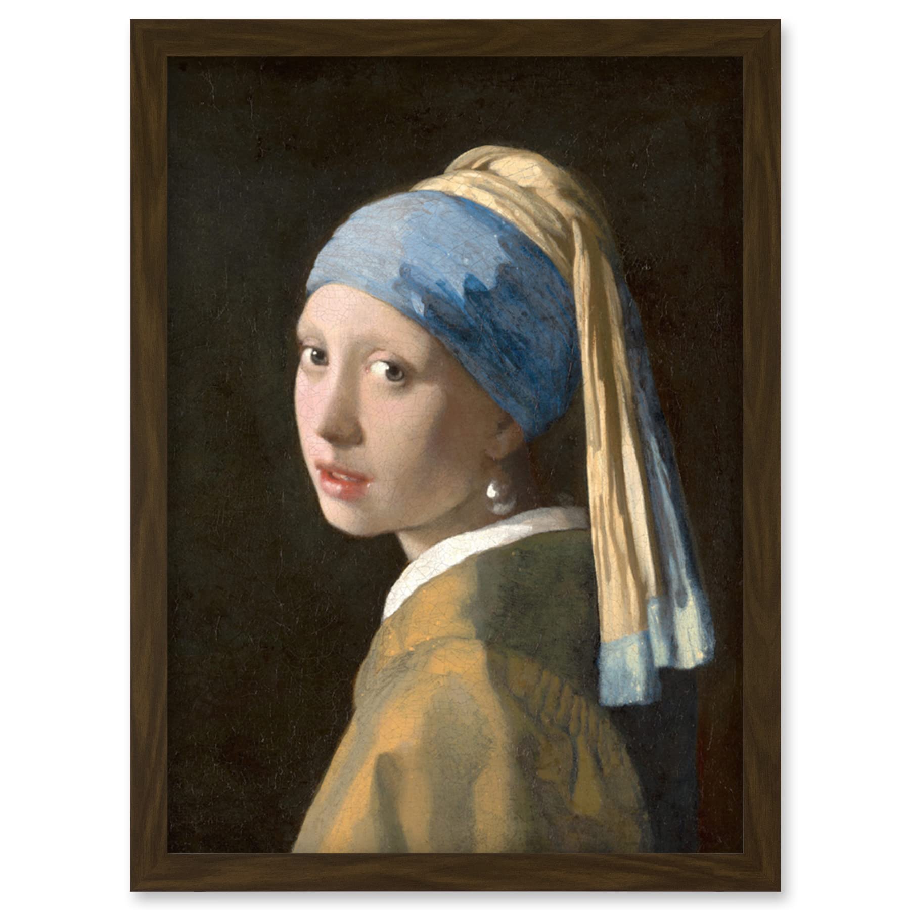 Artery8 Johannes Vermeer Girl with a Pearl Earring Reproduction Painting Artwork Framed Wall Art Print A4