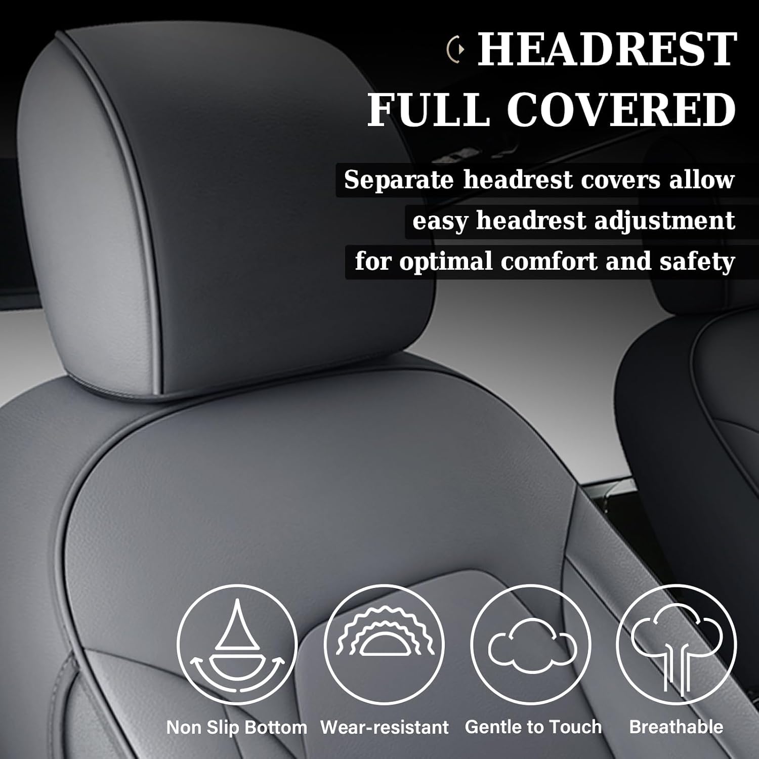 Coverado Front Seat Covers for Ford F150, Leather Auto Seat Cover Fit 2015-2026 F150, 2017-2026 F250 F350 F450 (Gray)