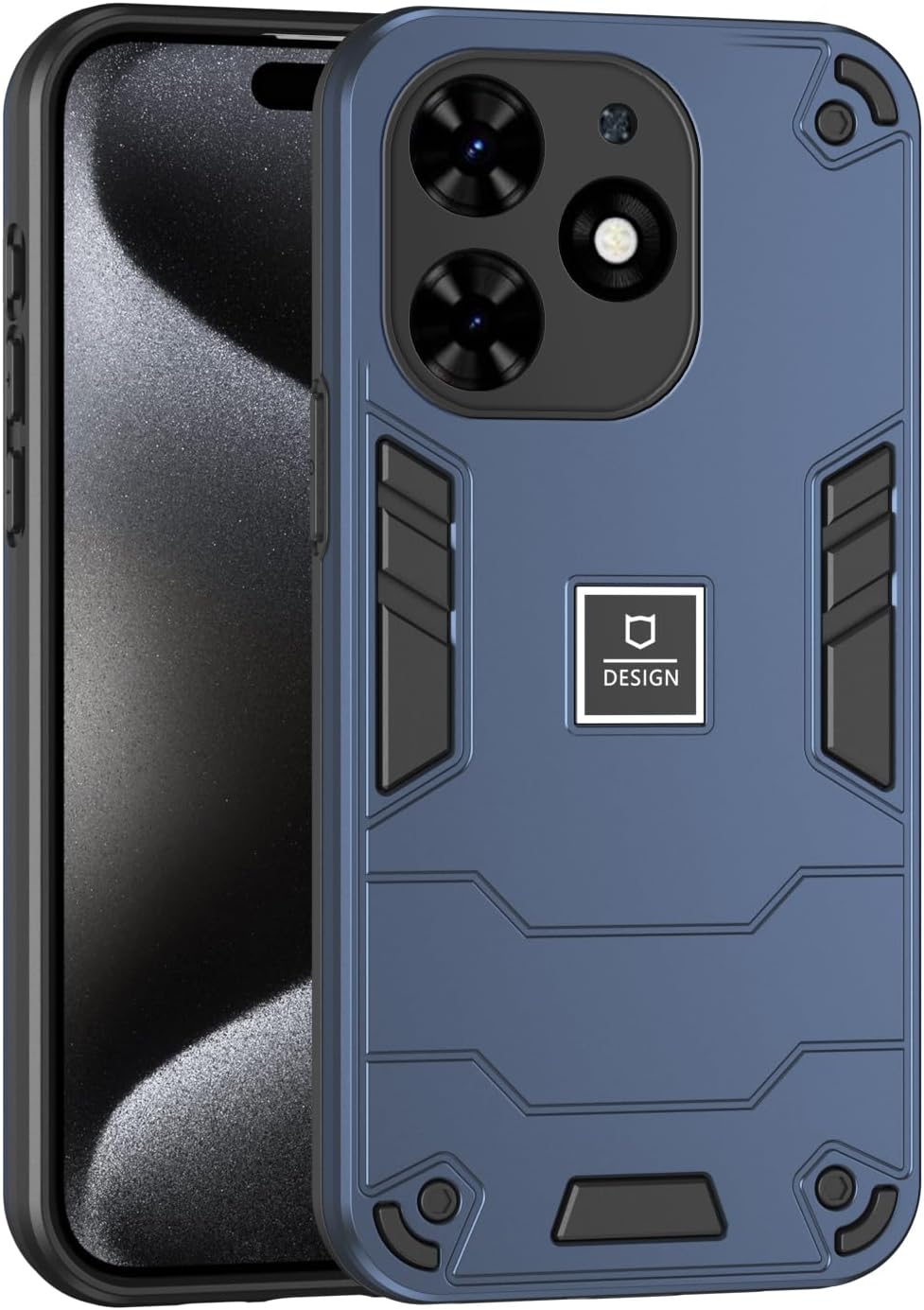 Phone Case - Compatible with Tecno Spark Go 2024, Spark 20 & Infinix Smart 8 X6525 - Dual-Layer Drop-Proof TPU+PC 2-in-1 Protective Case - Blue