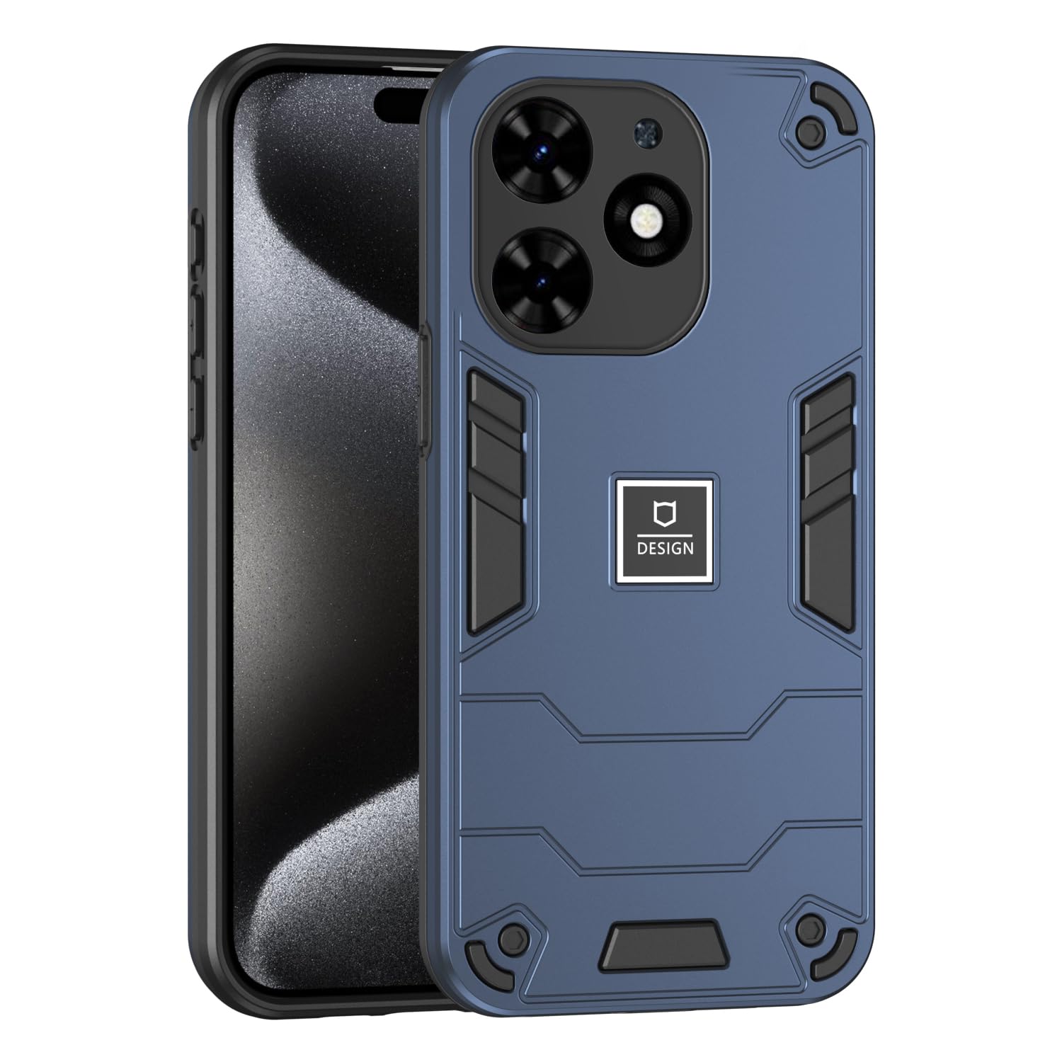 Phone Case - Compatible with Tecno Spark Go 2024, Spark 20 & Infinix Smart 8 X6525 - Dual-Layer Drop-Proof TPU+PC 2-in-1 Protective Case - Blue