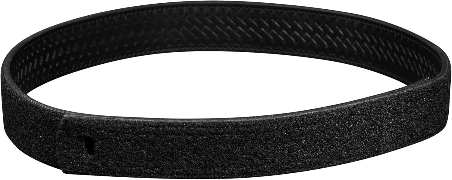 Perfect Fit Mechanics Belt Hook and Loop No Scratch Buckleless Law Enforcement Inner Belt 1.5 Inch Wide Black Leather