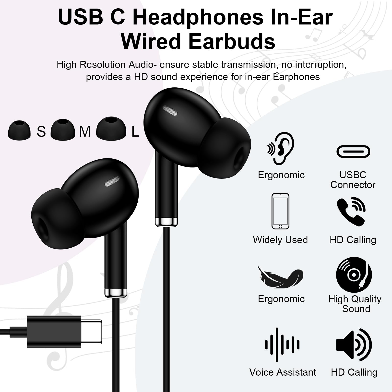 Auriculares USB C con cable para Samsung Galaxy S26 Ultra A17 A37 A36