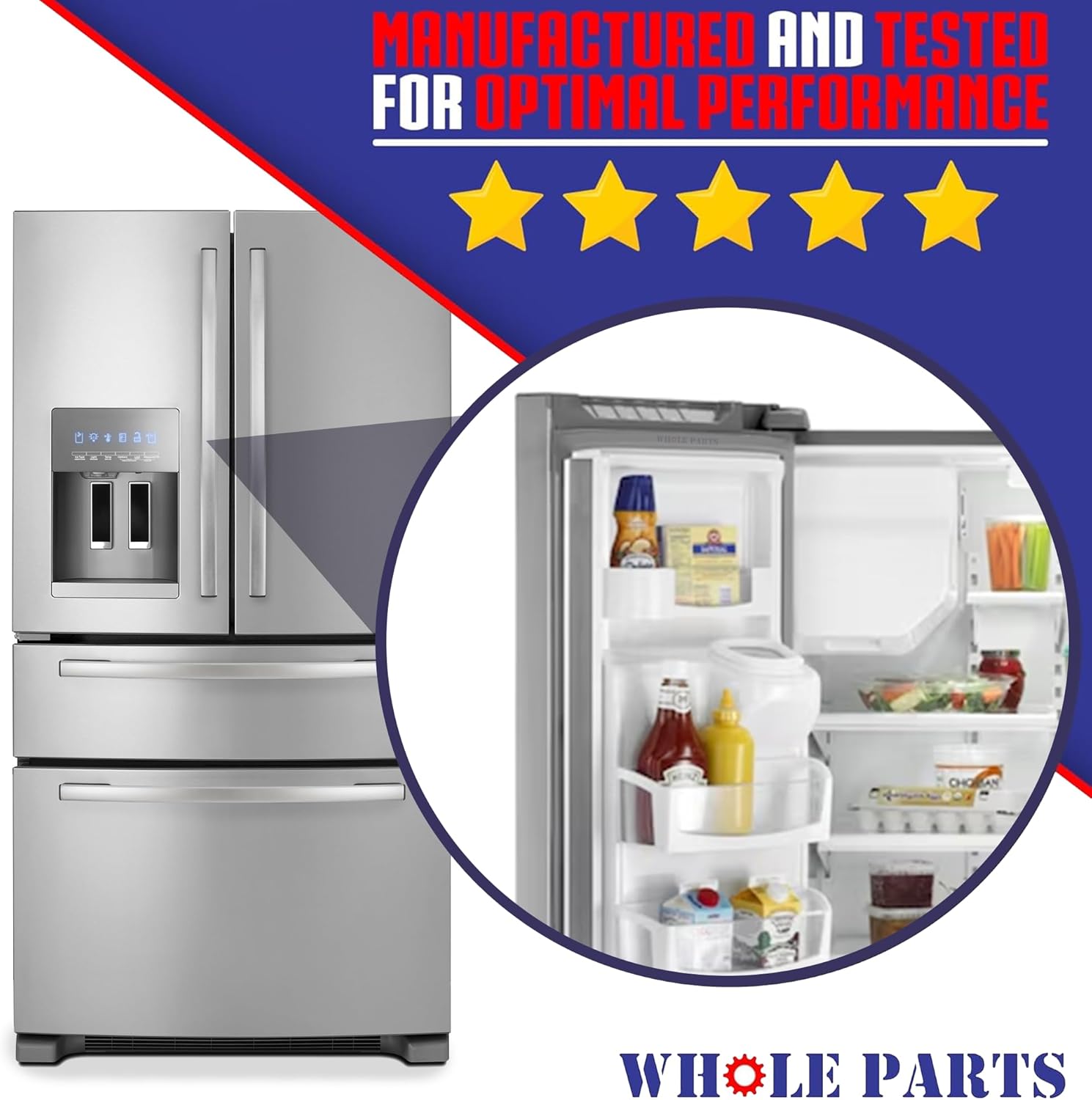 Upgraded Whole Parts Refrigerator French Door Seal Gasket Part# W10830274 - Replacement & Compatible with Some Jenn Air, Kitchen Aid, Maytag and Whirlpool Refrigerators