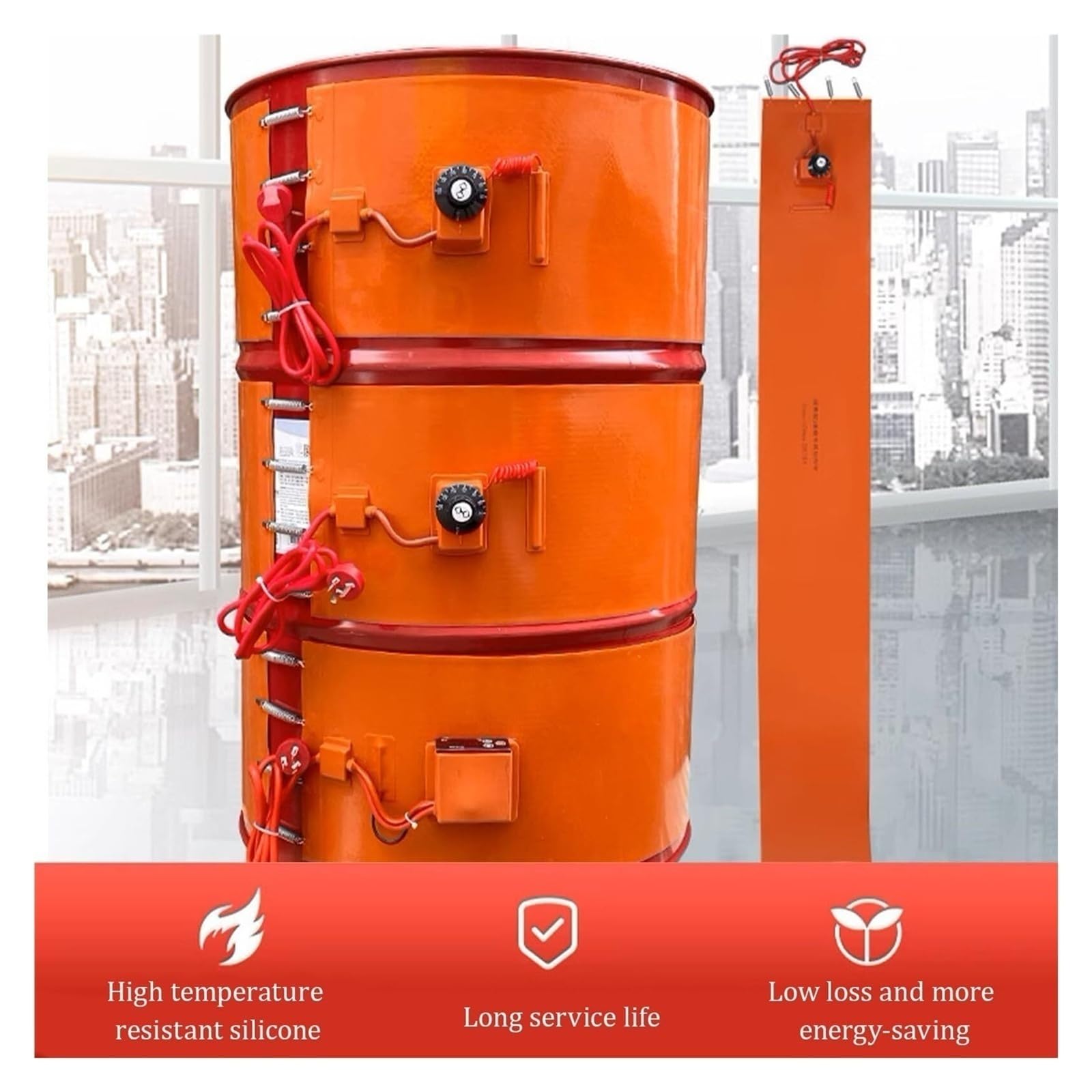 Fassheizband, Silikon Matte 55 Gallon mit Drehthermostat, Frostschutz fur Ventile Instrumente Fett und Schwerol Fassheizung Werkzeug(Digital Display,200L/3000W)