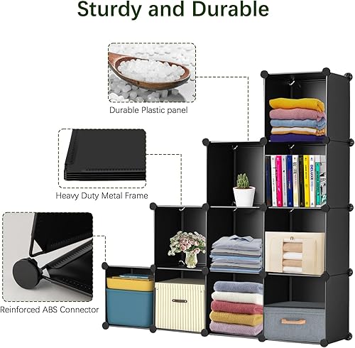 Miniatura 4 de Whitmor Organizadores de armario y almacenamiento de 16 cubos, estantes apilables de plástico con ganchos y mazo, organizador de ropa de bricolaje,