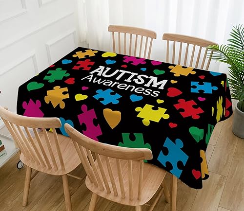 Miniatura 2 de Hafangry Mantel de concientización sobre el autismo pieza de rompecabezas soporte inspirador de corazón decoración rústica de abril cocina comedor