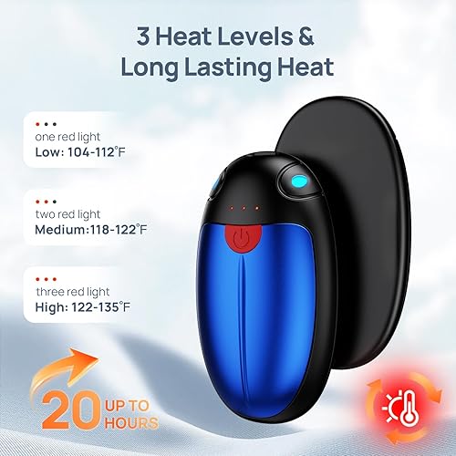 Miniatura 3 de Hand Warmers Rechargeable, 2 Pack Portable Pocket Hand Warmers, 20Hrs Long Heating Double Warm Electric Handwarmers, Reusable Heater for Outdoors