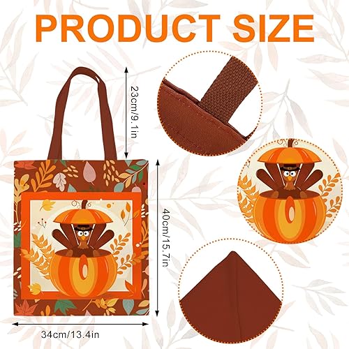 Miniatura 2 de Bolsas de lona Waline - Bolsas de regalo y compras de comestibles Happy Fall, 13.4 x 15.8 pulgadas