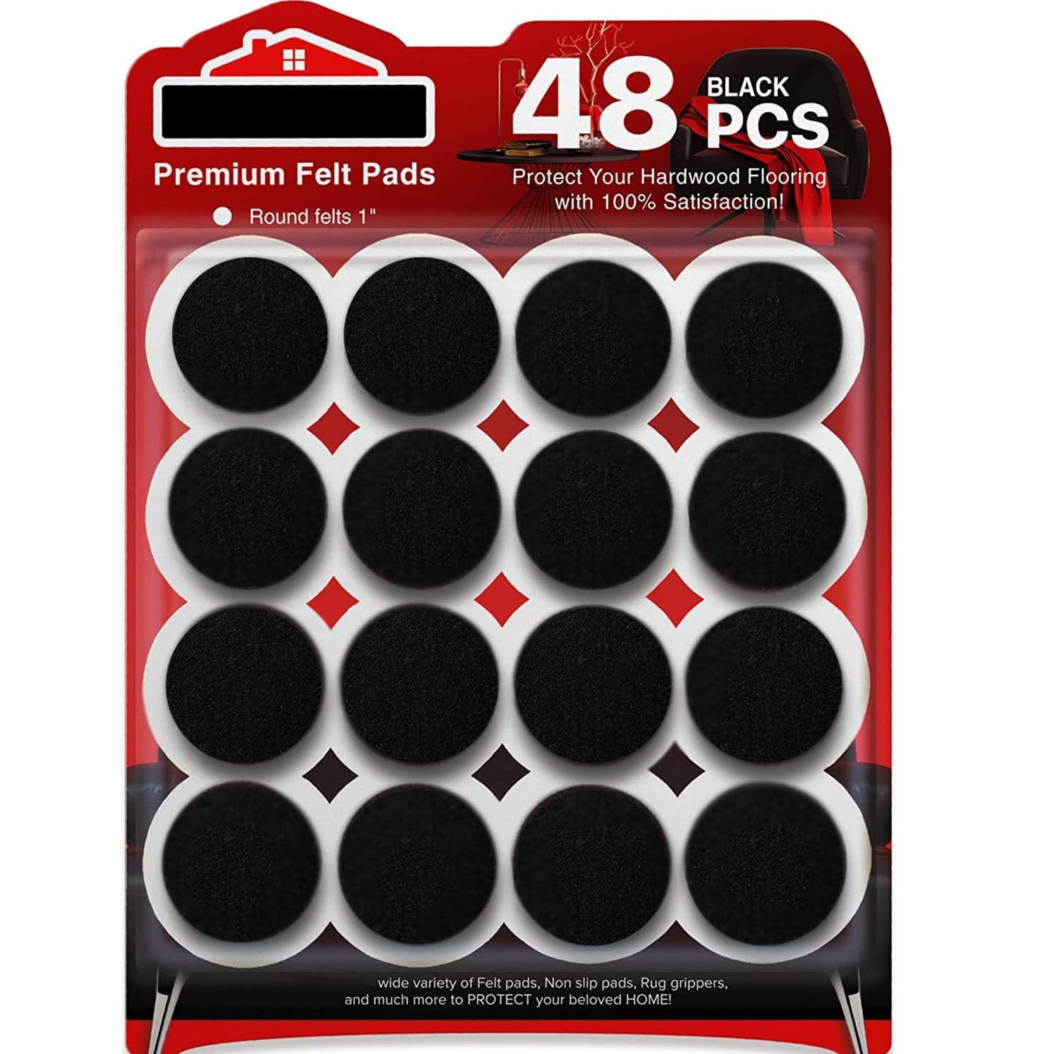 48PCS Furniture Floor Protectors Combo – Silicone Chair Leg Caps & Felt Furniture Pads for Tables and Chairs, Anti-Slip Noise Reduction, Scratch Protection for Wooden & Hard Floors (Black)-image-4