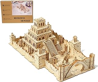 KonHaovF 3D Wooden Puzzles for Adults Ruin Castle Model Kits, DIY 3D Wooden Buidling Model Kits to Build, Wood Castle Building Kit Desktop Toys for Adults/Teens Boys
