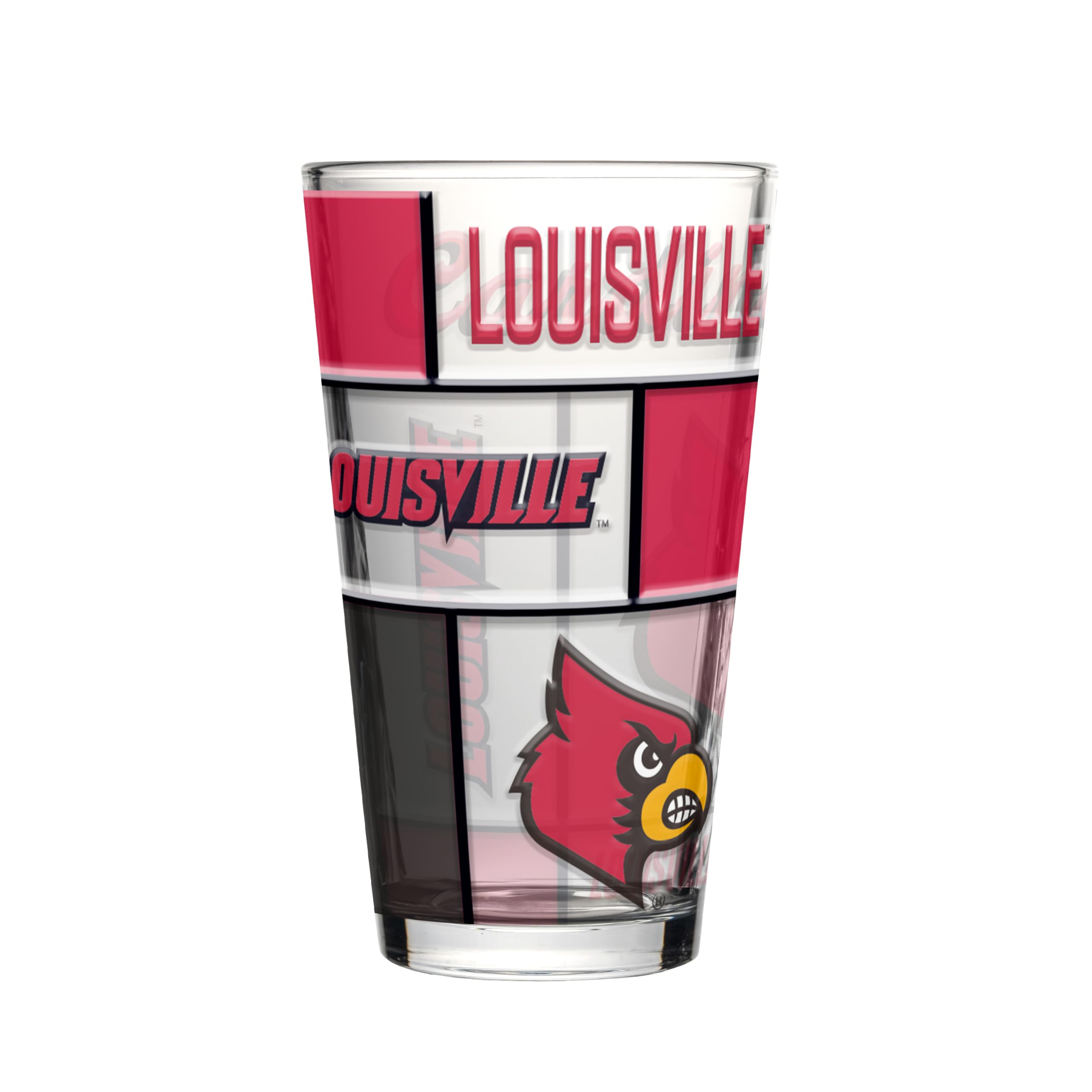 Logo Brands NCAA oz Stained Glass Pint Glass - 3D Embossed Logo &amp; Bold Team Colors – Durable Sports Fan Beer Glass for Home, Bar &amp; Tailgates