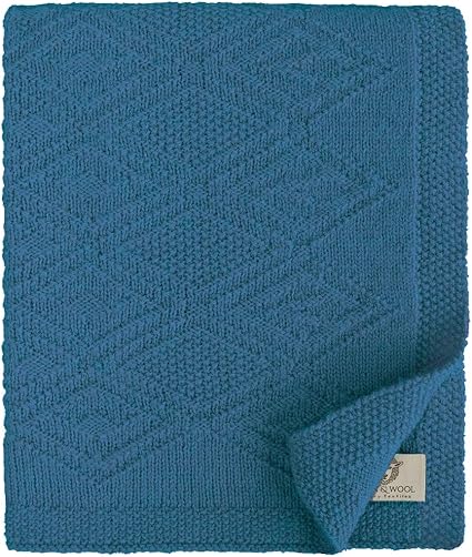 Linen Cotton Couverture Maille Bebe Plaid Tricote Lilou Pour Garcon Fille Naissance Ete Hiver 100 Pure Laine De Nouvelle Zelande Bleu 1 X 150cm Edredon Dessus De Lit Pour Poussette Amazon Fr Bebe
