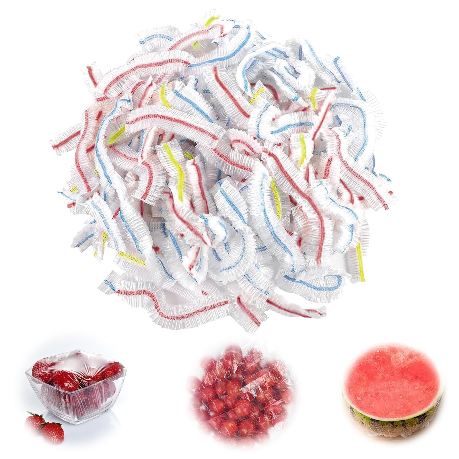 300 Pack Colorful Stretch Food Covers, Widely Used Fresh Keeping Bags, Leak-Proof Seal - Elastic Plastic Bowl Lids for Fruits, Veggies, Meat & More, Versatile Universal Bowl Covers for Fridge, Freezer