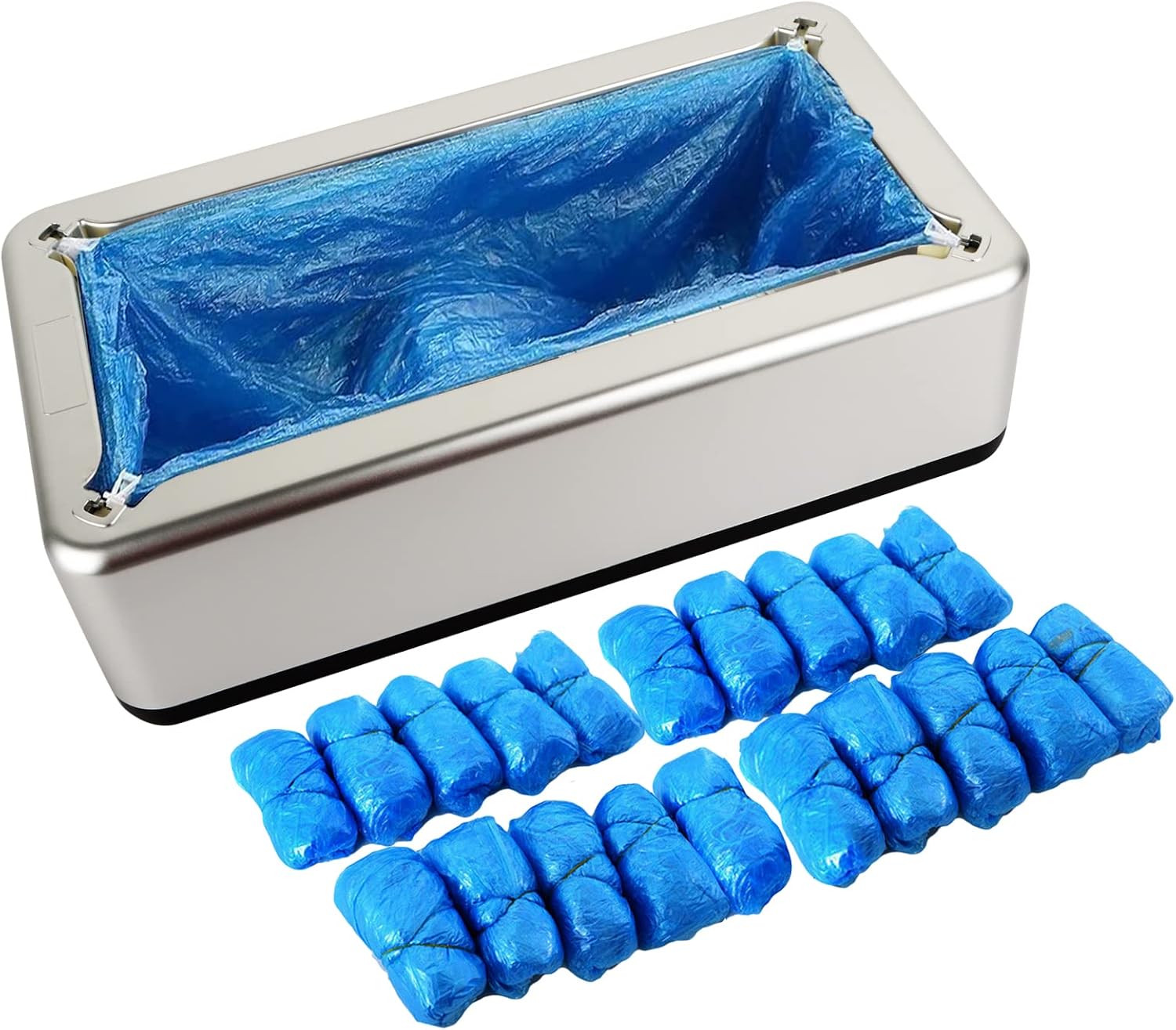 JoaSinc Shoe Covers Machine, Silver Shoe Cover Dispenser Automatic with 200pcs Disposable Plastic Shoe Cover for Home, Office, Supermarket, Factory, Hospital