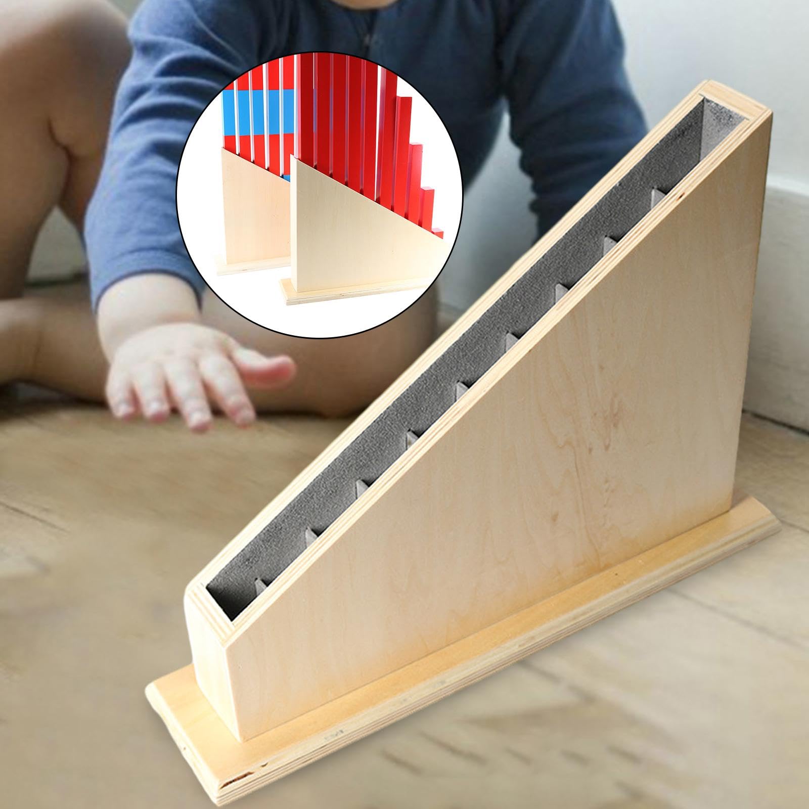 Supporto per aste Montessori, Porta aste numeriche, Base per Bastoncini Lunghi Rosso Legno per la Scuola