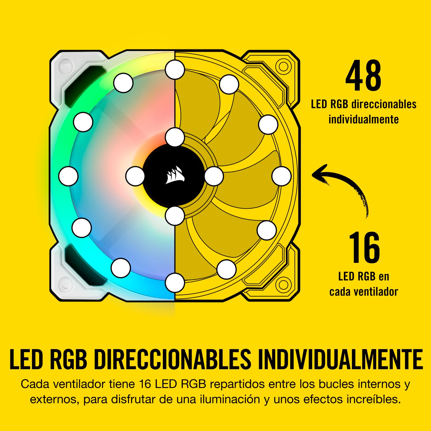 Corsair LL120 RGB - Paquete de 3 ventiladores (Lighting Node Pro, LED 120 mm) blanco (CO-9050092-WW)